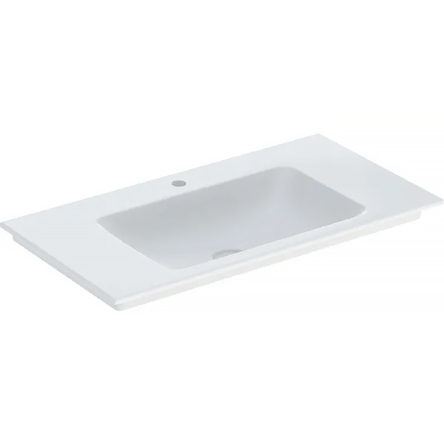 Geberit 505.010.01.3 ONE Вбудована раковина 90см, вертикальний випуск, 1-отв. для зміш. в центрі, без переливу, Білий глянець / KeraTect