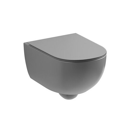 Унітаз підвісний Nic Design Pin безободковий 55х37 см із кришкою, Cemento matt (003709047/005712047)