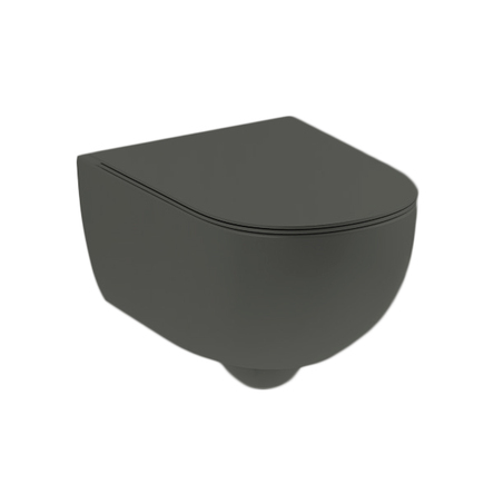 Унітаз підвісний Nic Design Pin 55х37 см з кришкою, Argilla matt (003709052/005712052)