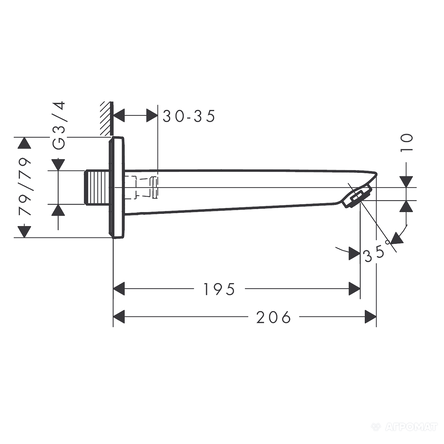 Hansgrohe 71410000 Logis Вилив д/ванни