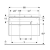 Geberit 500.515.00.1 Xeno2 Шафка для асиметричної раковини -90см, з двома шухлядами, колір сірувато-бежевий мат