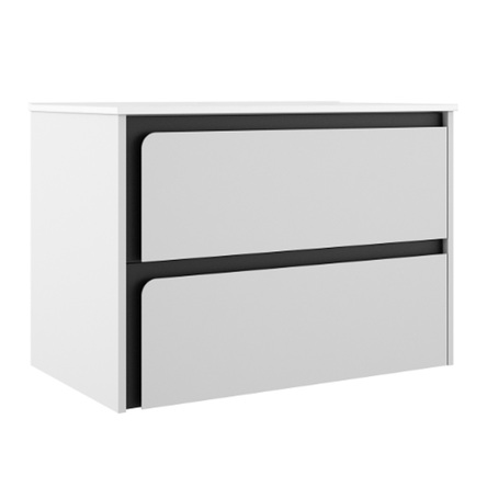Devit 071694W ART 2.0 Тумба 80 біла з білою овальною раковиною