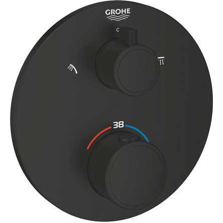 Grohe 1022082430 Grohtherm Зовнішня частина термостата для душу з перемикачем на 2 положення верхній/ручний душ, чорний матовий