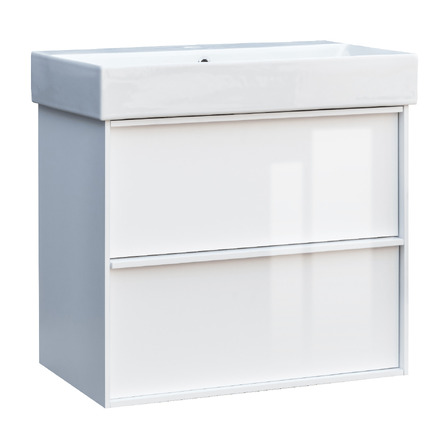 Devit 083060W QUADRA Тумба 60 біла глянцева з умивальником та сифоном