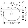Hansgrohe 60161450 Xuniva U Раковина овальна врізна з 1 отв. під змішувач, з переливом, 550 x 450 мм, білий
