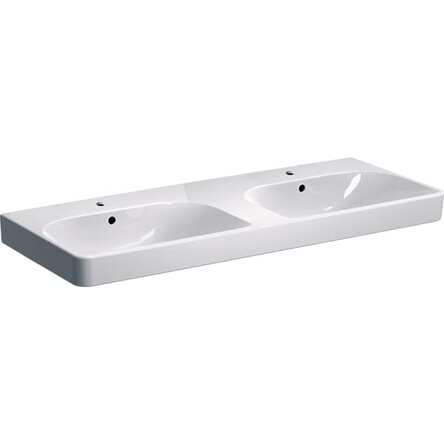 Geberit 500.223.01.1 Geberit Smyle Умивальник меблевий 120см, 2 чаші, з 2 отворами під зміш., колір білий глянець