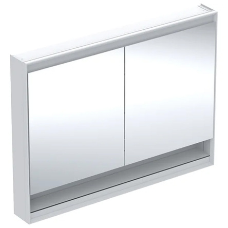 Geberit 505.835.00.2 Дзеркальна шафа Geberit ONE із нішею й функцією ComfortLight і двома дверима, зовнішній монтаж, 90х120см, Білий / Алюміній із порошковим покриттям