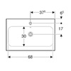 Geberit 501.848.JT.1 iCon Light Раковина 75 см, з 1 отв.під зміш., з переливом, колір білий матовий