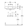 Geberit 500.256.01.1 Smyle Square Раковина 50см, з 1 отв. під зміш., з переливом, колір білий глянець