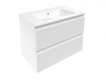 Volle LEON 2.0 комплект мебели 80см белый: тумба подвесная, 2 ящика + умывальник мебельный арт 13-01-042D - 1915.301007