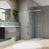 Ronal D20SE20904007 Arelia Душова кабіна з розсувними дверима, 900х900 мм, кутовий вхід, скло прозоре, проф.срібний полір.
