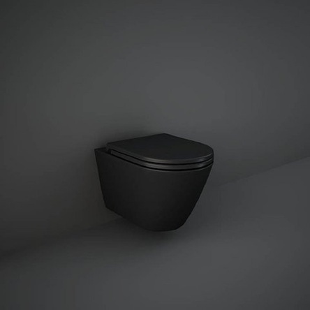Rak ceramics RSTSC3901504 + RST23504A FEELING Унітаз підвісний з кришкою Duroplast, SLIM, Soft Close, Quick Release, Rimless, чорний матовий