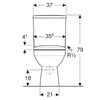 Geberit 503.086.00.1 Компакт Selnova Square, прямокутний, Rimfree, з горизонтальним випуском, колір білий глянець