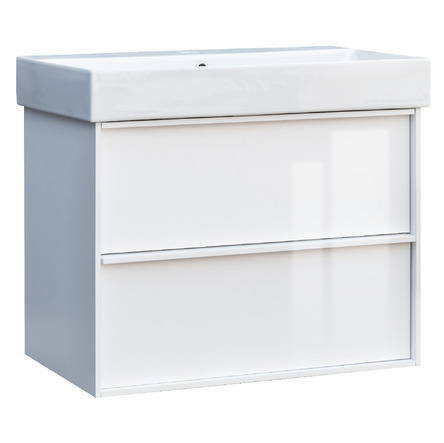Devit 083070W QUADRA Тумба 70 Біла глянцева з умивальником та сифоном