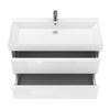 Devit 083100W QUADRA Тумба 100 біла глянцева з умивальником та сифоном