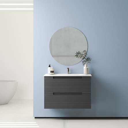 Devit 088170G ACQUA Тумба 80 сіра, з овальною білою раковиною