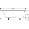 Geberit 554.001.01.1 Soana Ванна прямокутна 160x70см, тонкий край, злив та перелив в зоні ніг, з ніжками, колір білий