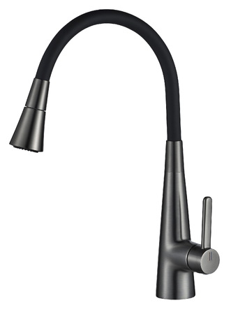Змішувач для кухні Globus Lux LAZER Pro GLPR-203SM-GPлатунь Графіт,гофровилив Чорний з душ.насадкою