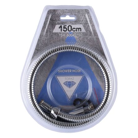 Шланг для душу Topaz TSH-6004-150 хром 150см посилений рухома гайка, Blister