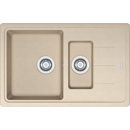 Кухонна мийка Franke Basis BFG 651-78, накладна, оборотна, 2 чаші, вентиль+сифон, 78x50, граніт бежевий (114.0272.633)