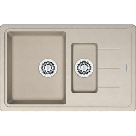 Кухонна мийка Franke Basis BFG 651-78, накладна, оборотна, 2 чаші, вентиль+сифон, 78x50, граніт сахара (114.0272.634)
