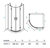Koller Pool K90RC-2 Душова кабіна KVADRO напівкругла 900x900x1950 мм скло прозоре - K90RC-2