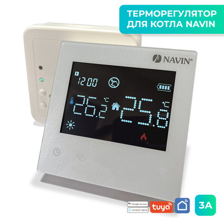 Терморегулятор для котла NAVIN TGB5RF-3A з Wi-Fi, програмований, білий - 24-104174-0401