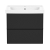 Volle OLIVA комплект меблів 65см чорний: тумба підвісна, 2 ящики + умивальник накладний арт 13-01-065А - 15-45-61B