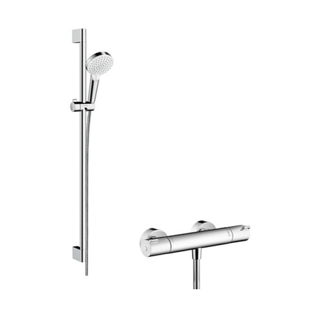 Душовий набір Hansgrohe Crometta Vario 90 та термостат Ecostat 1001CL, білий/хром (27813400)