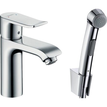 Змішувач для раковини Hansgrohe Mertis з гігієнічним душем і донним клапаном Push-Open, хром (31285000)