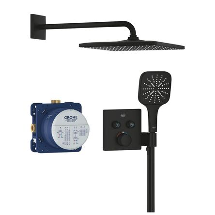 Душовий комплект Grohe Grohtherm SmartControl, з Rainshower 310 Mono Cube, чорний матовий (34865KF0)