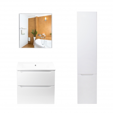 Комплект меблів для ванної Qtap Scorpio тумба з раковиною + дзеркальна шафа + пенал QT044SK42989 - QT044SK42989