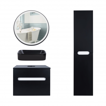 Комплект меблів для ванної Qtap тумба + раковина + дзеркало + пенал QT044VI43002 - QT044VI43002