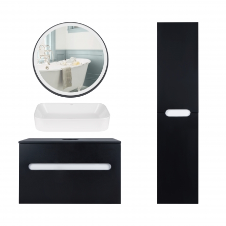 Комплект меблів для ванної Qtap тумба + раковина + дзеркало + пенал QT044VI43003 - QT044VI43003