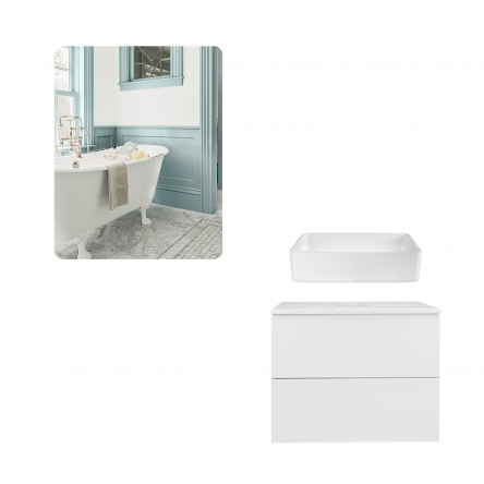 Комплект меблів для ванної Qtap тумба + раковина + дзеркало QT044VI43005 - QT044VI43005