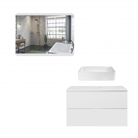 Комплект меблів для ванної Qtap Tern тумба + раковина + дзеркало QT044VI43007 - QT044VI43007