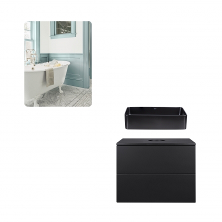 Комплект меблів для ванної Qtap тумба + раковина + дзеркало QT044VI43008 - QT044VI43008
