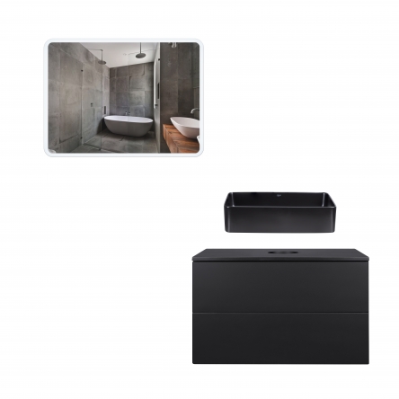 Комплект меблів для ванної Qtap Tern тумба + раковина + дзеркало QT044VI43010 - QT044VI43010