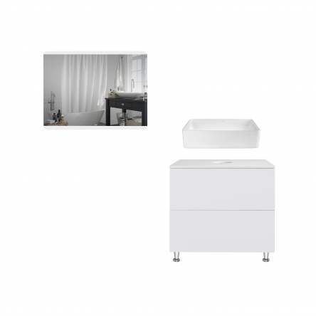 Комплект меблів для ванної Qtap Tern тумба + раковина + дзеркало QT044VI43012 - QT044VI43012