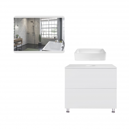 Комплект меблів для ванної Qtap Tern тумба + раковина + дзеркало QT044VI43013 - QT044VI43013