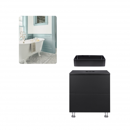 Комплект меблів для ванної Qtap тумба + раковина + дзеркало QT044VI43014 - QT044VI43014