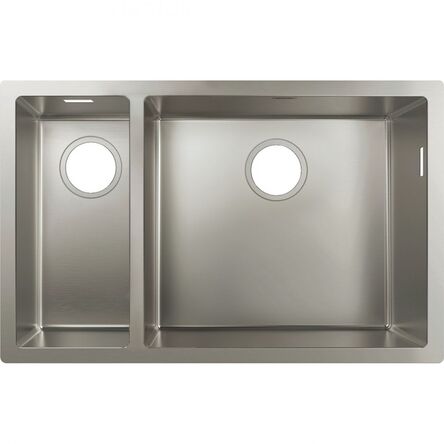 Кухонна мийка Hansgrohe S71 S719-U655 під стільницю 705х450 на 2 чаші 180/450, stainless steel (43429800)