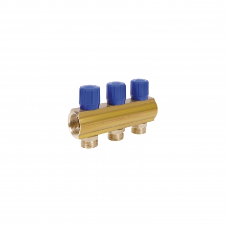 Колектор Icma з регулювальними вентилями 1" 3 виходи №1105 (Blue) - 871105PH0512
