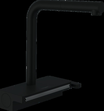 Hansgrohe AQUNO SELECT M81 змiшувач для кухнi, одноважiльний, 250, з витяжним виливом, 2jet, sBox, чорний матовий - 73830670