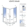 душова кабіна Rea Vento 90x90 безпечне скло, прозоре (REA-K0913)