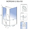 душова кабіна Rea Morgan 80x100 безпечне скло, прозоре (REA-K7401)