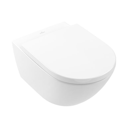 Підвісний унітаз з кришкою Villeroy&Boch Subway 2.0 CeramicPlus, Stone White (5614R0RW/8M42S1RW)