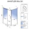 душова кабіна Rea Whistler 80x120 безпечне скло прозоре (REA-K0848)