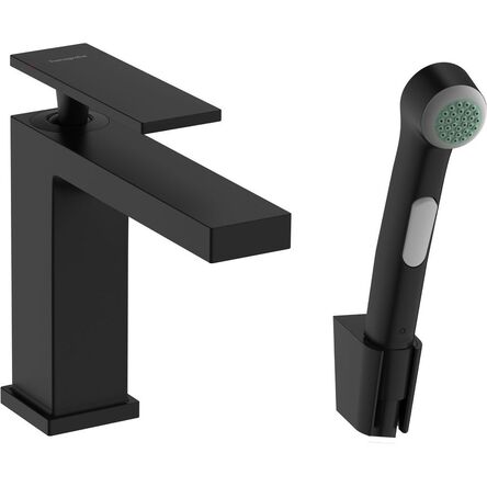 Змішувач для умивальника Hansgrohe Tecturis E 110 з гігієнічною лійкою, Matt Black (73210670)