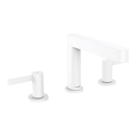 Змішувач для умивальника Hansgrohe Finoris 110 на 3 отвори з донним клапаном Push-Open, білий матовий (76033700)